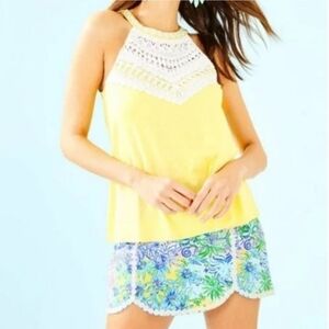 Lilly Pulitzer Dawn Halter Top in Pineapple Juice Yellow Size Small